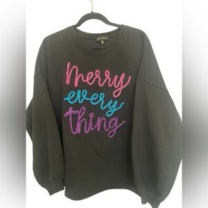 State of Mine Sweatshirt Black Women’s Size XXL Merry Every Thing NWT Christmas